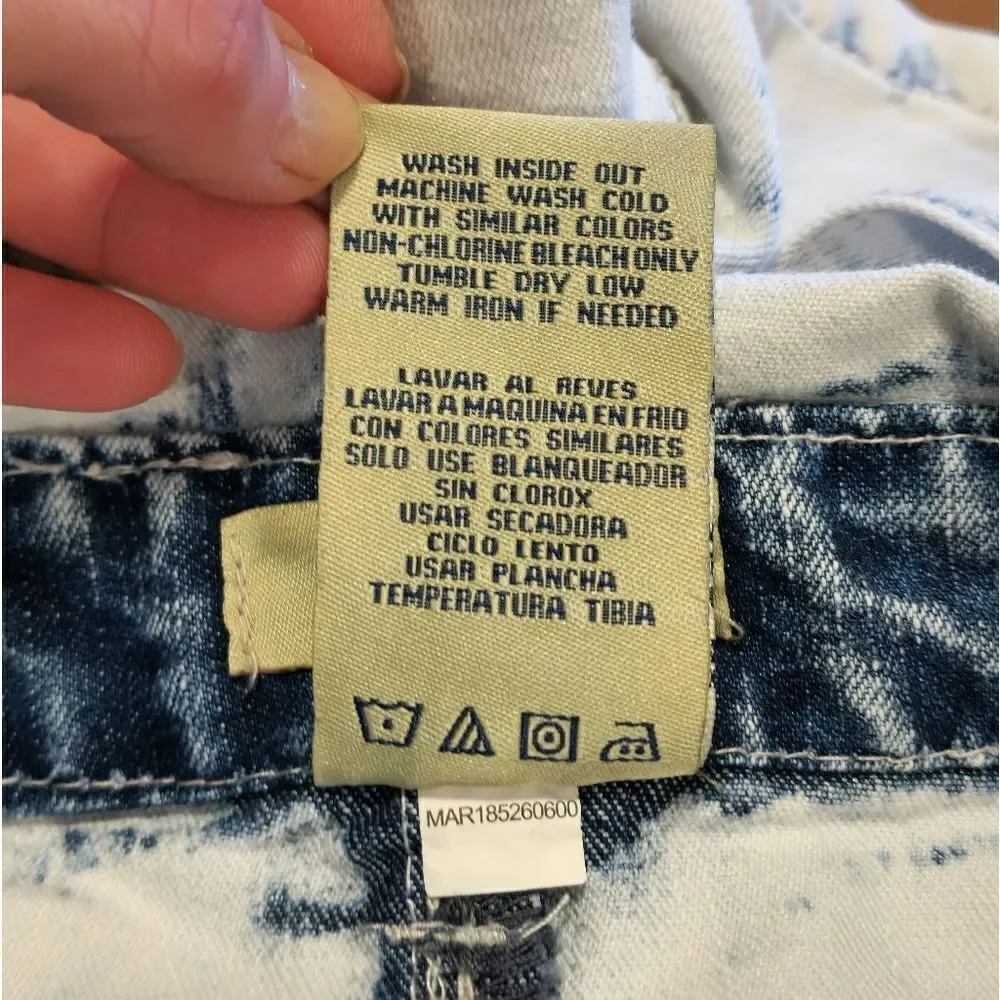 Girls Acid washed denim overalls